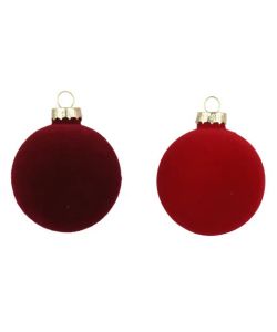 Decoris Palline di Natale Vetro Floccato Rosso Set 4 Pezzi Decorazioni