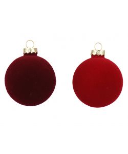 Decoris Set 6 Palline Natale Velluto Rosso 8 cm Decorazioni Albero