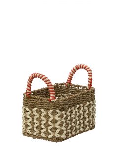 Cesta con manici in metallo e seagrass 15x26x14 cm marrone naturale