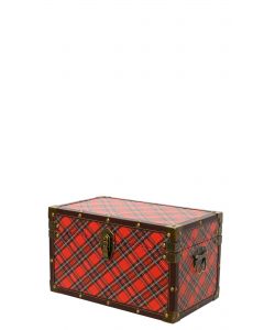 Kaemingk Baule Portaoggetti Tartan Rosso 34x20x20 cm Stile Vintage