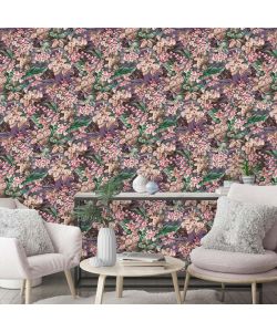DUTCH WALLCOVERINGS Carta da Parati Floreale Viola
