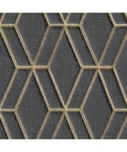 DUTCH WALLCOVERINGS Carta da Parati Design Esagonale Nero e Oro