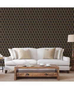 DUTCH WALLCOVERINGS Carta da Parati Geometric Nero e Oro