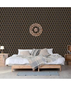 DUTCH WALLCOVERINGS Carta da Parati Geometric Nero e Oro