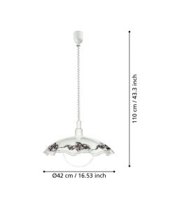 Eglo Lampada a Sospensione in Vetro Satinato - Bianco - d.42 H110