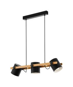 Eglo Lampada a sospensione Hornwood E27 3 luci metallo nero crema 110cm