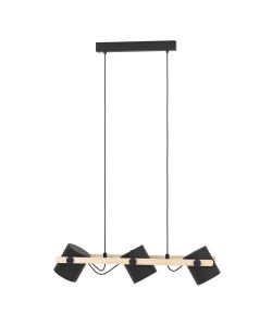 Eglo Lampada a sospensione Hornwood E27 3 luci metallo nero crema 110cm