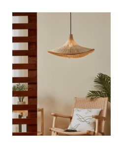 Eglo Lampada a Sospensione E27 Nero 50x110 cm in Bamb� Naturale