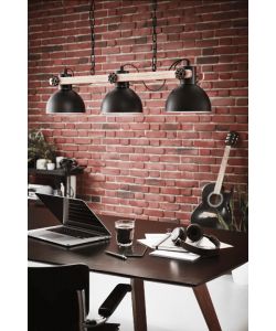 Eglo Lampada a Sospensione Lubenham 3 Luci Nero Marrone E27 90x20x110 cm