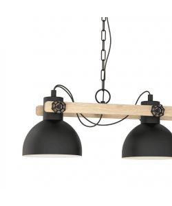 Eglo Lampada a Sospensione Lubenham 3 Luci Nero Marrone E27 90x20x110 cm