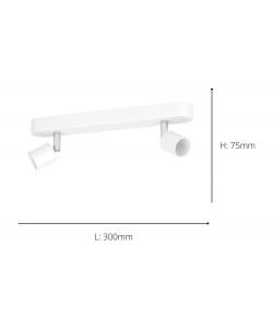 Eglo Faretto Stecci-E 2 luci orientabili GU10 bianco L300x45xH75 cm
