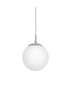 Eglo Lampada a sospensione Rondo 20 cm in vetro bianco e nichel opaco