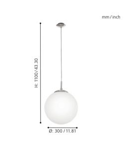 Eglo Lampada a Sospensione Rondo - Vetro Opalizzato Bianco 30 cm
