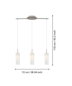 Lampada a sospensione Troy 3 E27 3x40W in metallo e vetro satinato