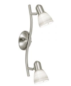 Barra faretti Dakar 2 x 40W E14 Nickel Vetro Bianco