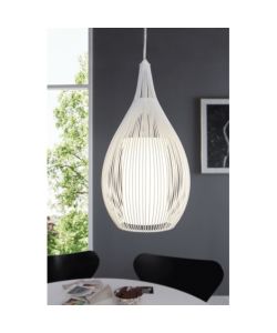 Eglo Lampadario Razoni 1xE27 60W Bianco Satinato d.19 cm H130 cm