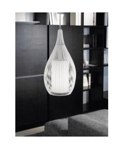 Eglo Lampadario Razoni 1xE27 60W Bianco Satinato d.19 cm H130 cm