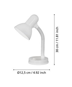Eglo Lampada da Tavolo Basic Bianco 300 mm Design Minimalista E27
