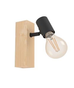 Eglo Faretto Townshend 3 - Lampada a parete legno marrone nero 165x50 mm