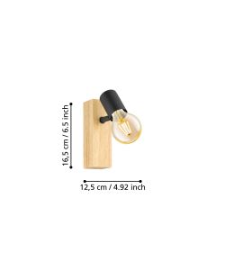Eglo Faretto Townshend 3 - Lampada a parete legno marrone nero 165x50 mm