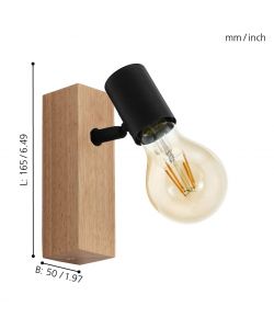 Eglo Faretto Townshend 3 - Lampada a parete legno marrone nero 165x50 mm