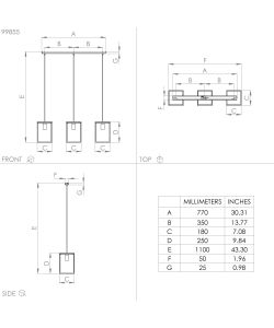 Lampada a sospensione Libertad 3x40W