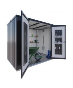 Biohort Armadio da Esterno 191x83 cm Grigio Scuro Metallizzato