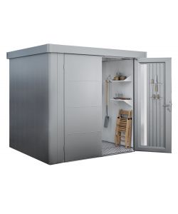Casetta per attrezzi Neo 2B porta doppia, argento metallizzato