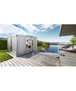 Casetta per attrezzi Neo 2B porta doppia, argento metallizzato