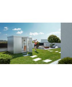 Casetta per attrezzi Neo 2B porta doppia, argento metallizzato
