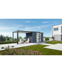 Casetta per attrezzi Neo 2B porta doppia, grigio metallizzato