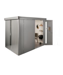 Casetta per attrezzi Neo 2B porta doppia, grigio quarzo metallizzato