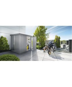 Casetta per attrezzi Neo 2B porta doppia, grigio quarzo metallizzato