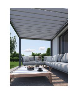 Biohort Pergola Grigio Scuro 3,12 x 3,12 m Metallo Ombreggiatura Giardino