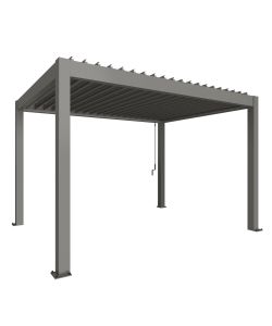 Biohort Pergola Grigio Quarzo 4x3 m con Copertura in Metallo e Deflusso