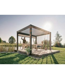 Biohort Pergola Grigio Scuro e Argento Metallizzato 4x3m per Esterni