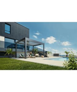 Biohort Pergola Grigio Quarzo 4x3 m in Metallo con Copertura Argento