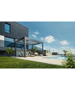 Biohort Pergola Grigio Quarzo 4x3 m in Metallo con Copertura Argento