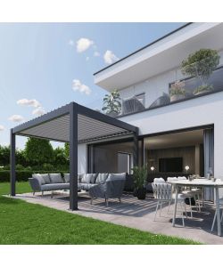Biohort Pergola Metallo Grigio Scuro e Argento 3,68x3,68m con Copertura