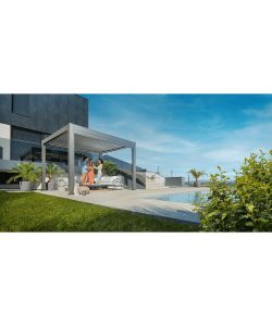 Biohort Pergola Grigio Quarzo 3,12 x 3,68 m in Metallo Resistente ai Raggi UV