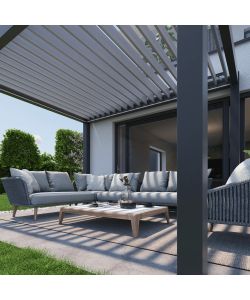 Biohort Pergola in Metallo 3x3,5m Grigio Scuro e Argento Metallizzato