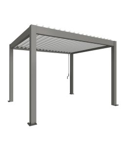 Biohort Pergola in metallo 3,68x3,12m grigio quarzo/bianco con lamelle
