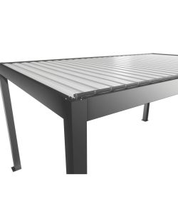 Biohort Pergola in metallo 5x3 m grigio quarzo/bianco con lamelle sandwich