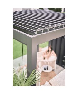 Pergola in Metallo Grigio Scuro/Argento 5x3,5 m con Copertura Lamelle