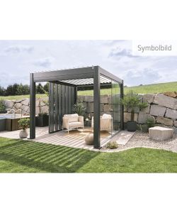 Pergola in Metallo Grigio Scuro/Argento 5x3,5 m con Copertura Lamelle