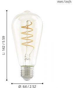 Lampadina LED Pera con filo a spirale ambra E27 4W 2200K