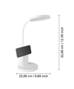 Eglo Lampada da Tavolo LED Dimmerabile Bianco 2,1W 2700-6500K 55cm