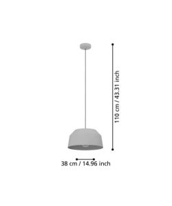 Eglo lampada a sospensione Contrisa grigio �38 cm E27 1x40W design nordico
