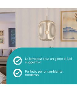 Eglo lampada a sospensione Romazzina sabbia 1xE27 40W d.32.5cm H110cm