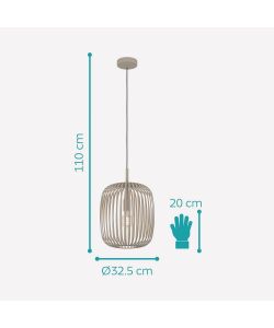 Eglo lampada a sospensione Romazzina sabbia 1xE27 40W d.32.5cm H110cm